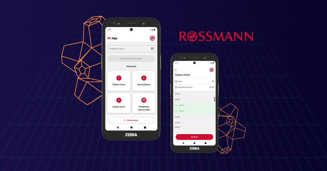 Rossmann RC app: raktári roll container kocsik pozicionálásának digitalizálása