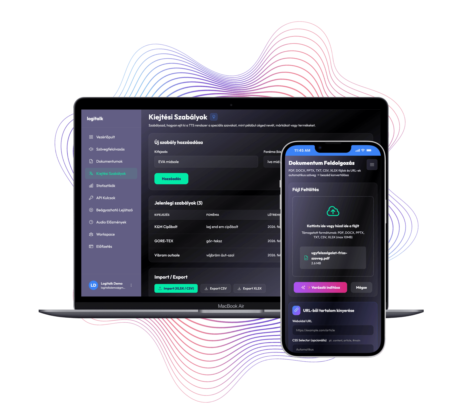 Enterprise funkciók – Fine-tuning és Voice Cloning vizualizáció